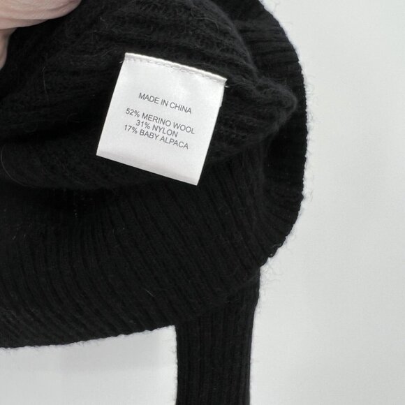 Quince Black Baby Alpaca-Merino Wool Quarter Zip Pullover Sweater sz S NWT - Picture 4 of 6